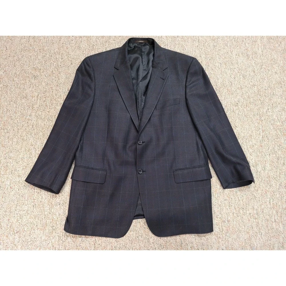 Joseph Abboud Blazer Mens 44R Grey Silk‎ Wool Windowpane Sport Coat Nordstrom